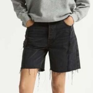 DALA 31 Partner Short Hurricane Black Organic Cotton Denim Raw Hem Shorts NEW